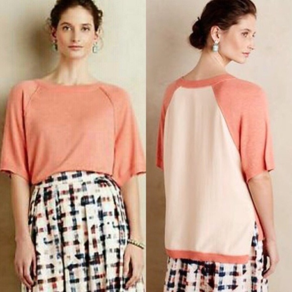 ANTHRO MOTH East Falls Raglan Short Sleeve Mixed Material Top M
